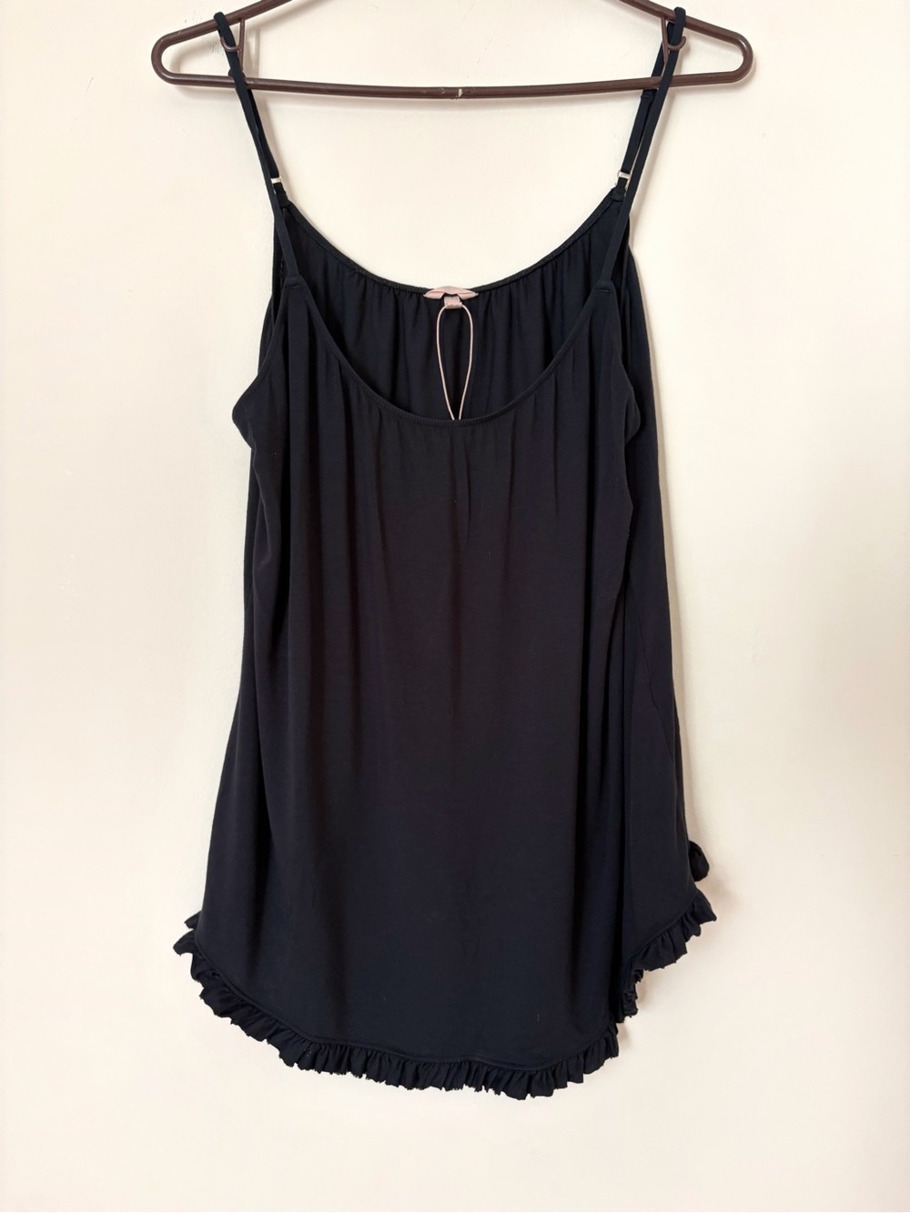 Eberjey black ruffle hem pajama tank top